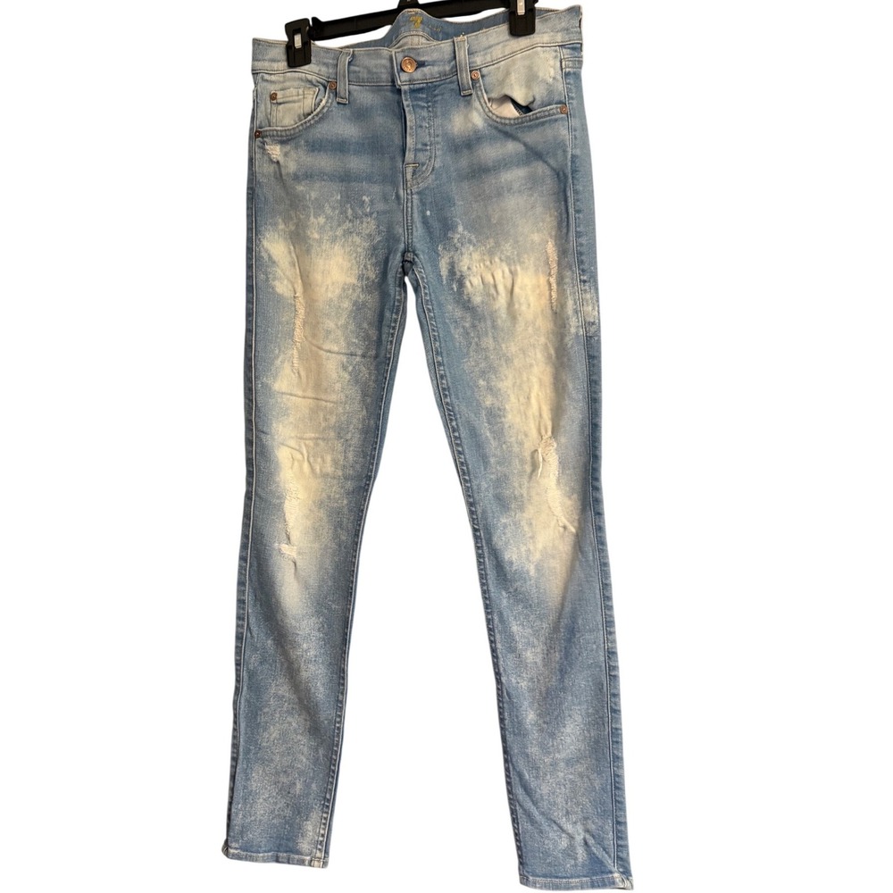 7 For All Mankind Josefina Jeans Women 26 Light Blue Distressed Skinny
